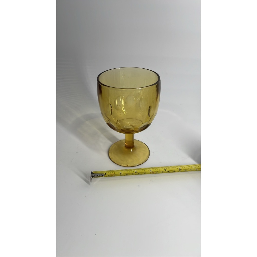 Bartlett‎ Collins Amber Gold Thumbprint Glass Goblet 6" Water Wine MCM